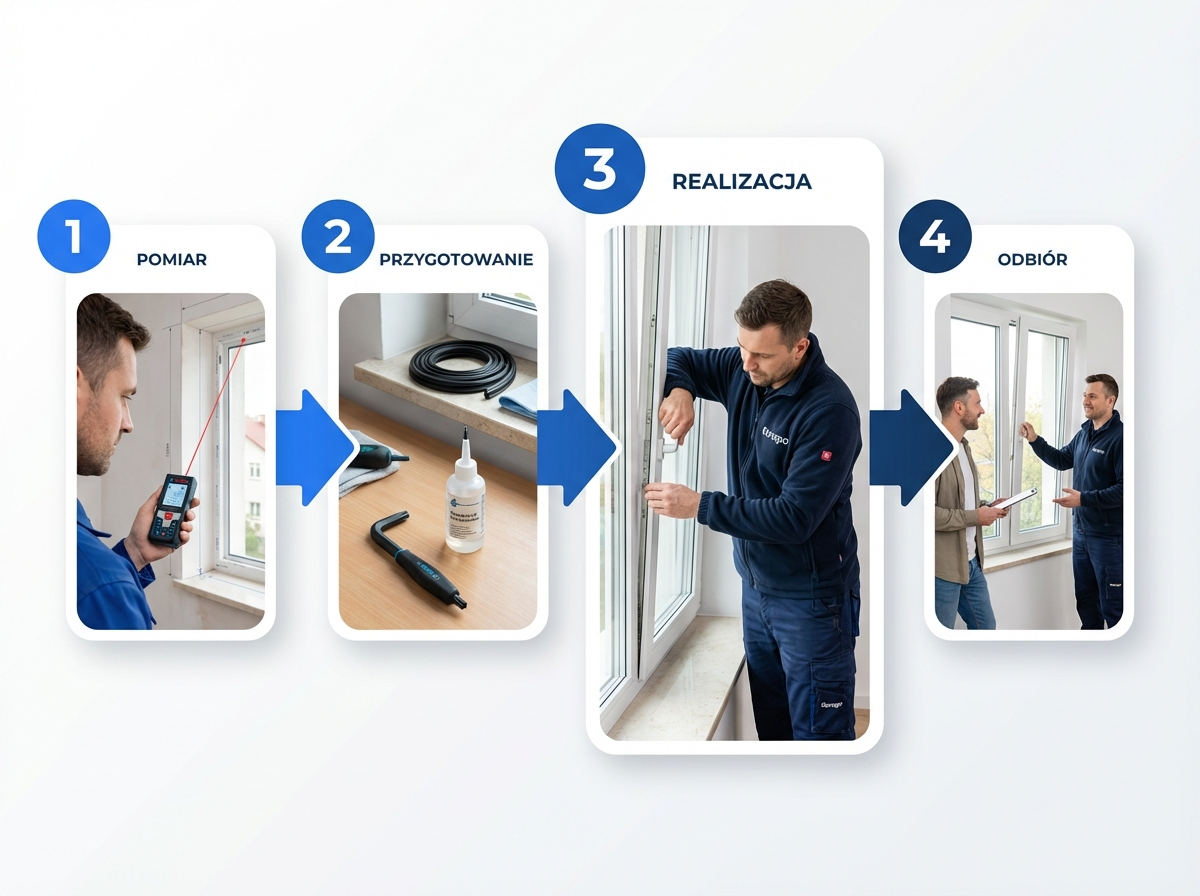 montaż moskitier process